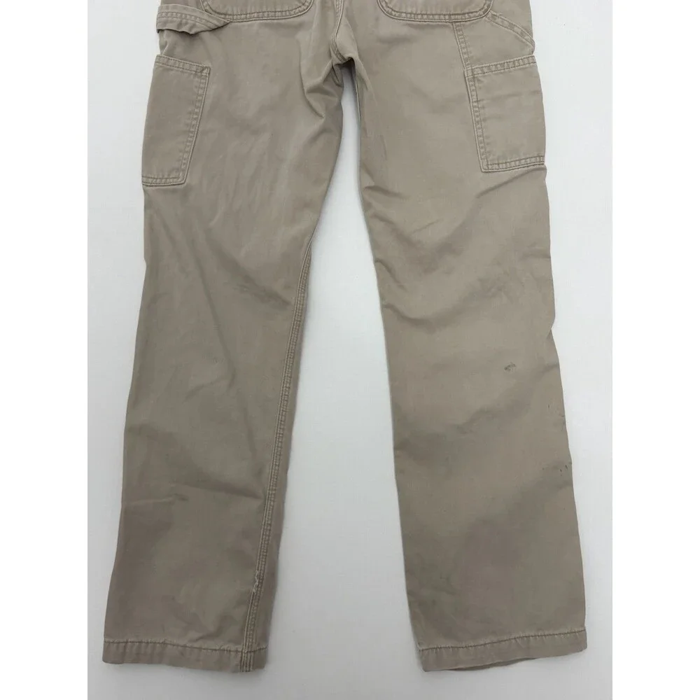 Carhartt Pants Mens 30x32 Khaki Relaxed Fit Canvas Carpenter Workwear B324 FDK